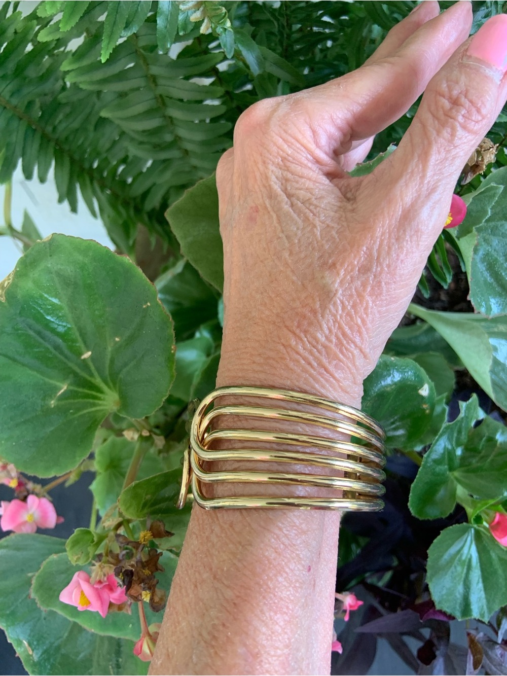 Gold Openwork Multi-Band Cuff Bracelet - Women's Jewelry - Picture 2 of 5